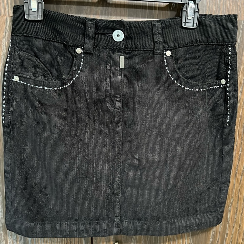 NafNaf Black Corduroy Mini with Silver Accents, Excellent Condition